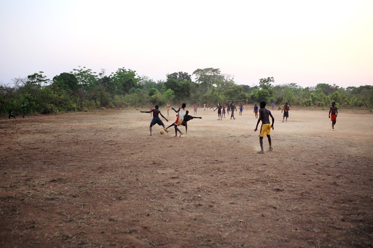 [football at the field behind our house]